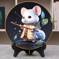 康浪【十二生肖】摆件客厅电视柜轻奢高档玄关桌面摆台展示柜装饰品 鼠(无边框款) 直径20cm(配送底座)
