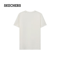 斯凯奇（Skechers）圆领短袖夏季休闲上衣舒适柔软针织衫男女同款T恤短T半袖 棉花糖白 3XL