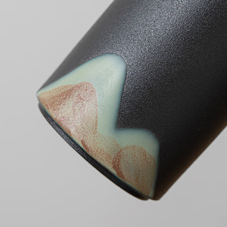苏氏陶瓷（SUSHI CERAMICS）手绘釉画彩千里江山禅黑保温杯泡茶杯文创套组