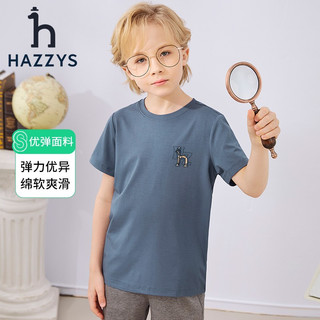 哈吉斯（HAZZYS）童装夏新款男女童简约时尚舒适柔软不易变形T恤