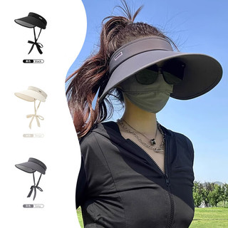 FOURDATRY夏季UV变色板冰丝大帽檐防晒帽遮阳户外骑行空顶色空顶帽潮 黑色 .