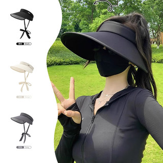 FOURDATRY夏季UV变色板冰丝大帽檐防晒帽遮阳户外骑行空顶色空顶帽潮 黑色 .