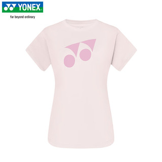 YONEX新品尤尼克斯羽毛球服短袖yy情侣速干运动T恤透气吸汗训练服 女款 215104 珍珠粉红 M