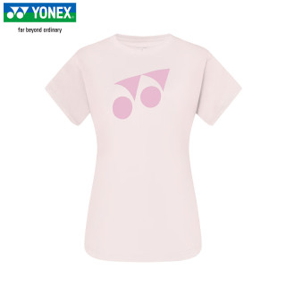 YONEX新品尤尼克斯羽毛球服短袖yy情侣速干运动T恤透气吸汗训练服 女款 215104 珍珠粉红 M