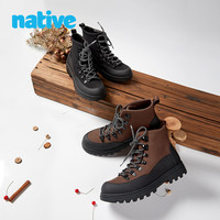 Native秋冬逃离城市马丁靴短靴男女鞋徒步户外休闲鞋时尚潮酷 沙灰色&黑色 40