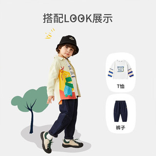 MQDMINI童装儿童衬衣男童衬衫女童开衫上衣中小童秋装宝宝衣服B 恐龙浴缸涂鸦衬衣浅绿 90