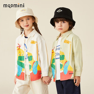 MQDMINI童装儿童衬衣男童衬衫女童开衫上衣中小童秋装宝宝衣服B 恐龙浴缸涂鸦衬衣浅绿 90