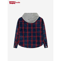 LEVI'S 李维斯童装男童衬衫长袖连帽格子上衣儿童春秋外套