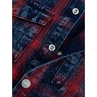 LEVI'S 李维斯童装男童衬衫长袖连帽格子上衣儿童春秋外套 圣得西蓝 【红黑格子】 160 /76 【身高152-158cm】