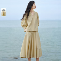 【上衣+裙】设计感抽褶衬衫上衣半身裙套装女夏高级感通勤两件套