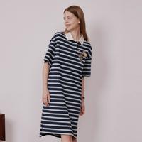 【条纹裙】连衣裙女夏基础款POLO领短袖连衣裙女