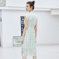 格子清新格纹收腰显瘦短袖衬衫连衣裙裙子女