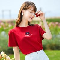 ins风简约上衣猫咪图案百搭经典T恤女