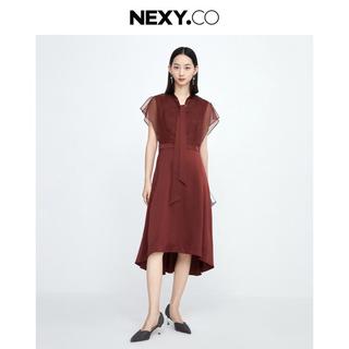 【蝙蝠飞袖轻礼裙】夏气质知性三醋酸系带领飞袖设计感中式连衣裙