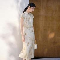 碎花裙子夏季女2024国风盘扣设计收腰新中式约会连衣裙女夏