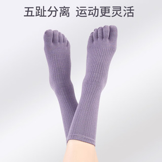 火迪鸟防滑五指瑜伽袜子女专业普拉提袜夏季健身跳绳中筒舞蹈成人地板袜 紫色