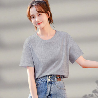 【100%纯棉】女式t恤短袖女上衣半袖纯色打底T恤