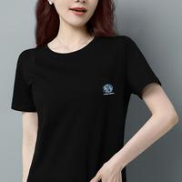 圆领短袖t恤女宽松潮2024春夏装百搭印花棉T恤