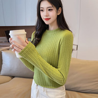 纯色翻领女士打底衫气质肌理感长袖女体恤微弹亲肤舒适休闲女上衣