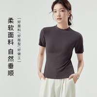 都市丽人 COSMO LADY女士打底衫秋款气质圆领内搭半袖针织衫上衣修身显瘦短袖T恤女