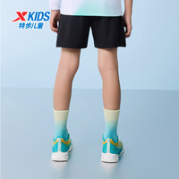 特步童装速干短裤儿童跑步裤2025夏季大童运动五分裤薄款裤子 纯正黑