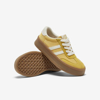 百思图2025春季时尚复古运动德训鞋厚底女休闲鞋V2506AM5 黄色/米色 39
