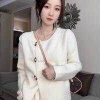 RAY&TEAR新中式慵懒风盘扣针织外套女2025春季韩系内搭针织开衫上衣 【RAY】橘色 M 95-110斤