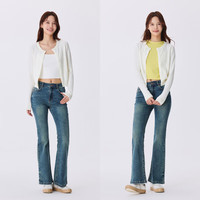 森马 Semir牛仔裤女时尚长裤春秋喇叭裤103524124005A 31 牛仔黄泥染80325