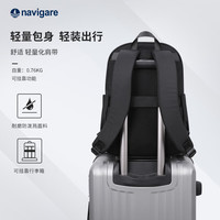 NAVIGARE纳维凯尔意大利小帆船大容量双肩包电脑包书包男士背包  黑色
