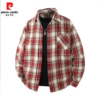 皮尔·卡丹 皮尔卡丹（pierre cardin）男士春秋新款免烫格子衬衫