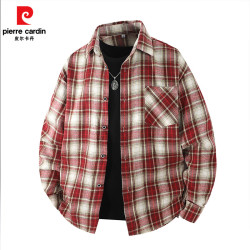 皮尔·卡丹 皮尔卡丹（pierre cardin）男士春秋新款免烫格子衬衫