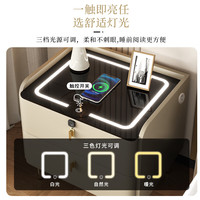 千禧华府智能床头柜多功能无线充电储物柜卧室轻奢床边收纳柜 香槟灰45 【标准款】香槟灰45 三色灯 无线充 USB 双音响