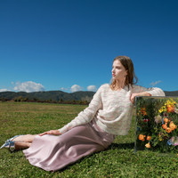 三彩2025春季缎面鱼尾裙高腰半身裙优雅A字长裙浪漫M 灰紫色 XL 170/76A