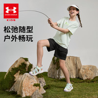 安德玛（Under Armour）男女童户外通勤速干印花圆领短T童装短上衣252320305 浅灰绿  170