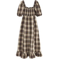 moussy 夏季新品复古优雅风方领连衣裙010HSK30-2731