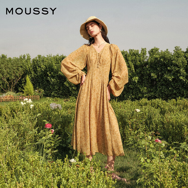 PLUS会员、今日必买：MOUSSY 南法度假风碎花浪漫优雅连衣裙028HSZ30-1701