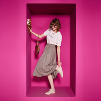 JUICY COUTURE橘滋2025春夏复古学院格纹拼接中长半截裙女 格纹 L