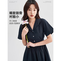 初语系带收腰显瘦连衣裙女2023年夏季新款法式V领气质裙子中长裙