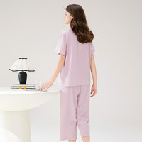 芬腾睡衣女纯棉2025年夏季新款薄款V领家居服短袖七分裤套装