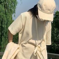 马登 MADEN 款复古250g华夫格圆领针织短袖女T恤抗皱半袖均码男夏