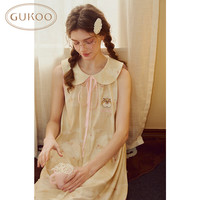 果壳（Gukoo）睡裙女夏季新疯狂动物城系列卡通满印娃娃领无袖女士家居服睡裙B 茉莉黄睡裙 M