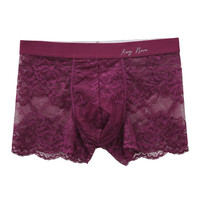 诗萝涵朵SHIROHATO男士内裤日系蕾丝花边平角裤本命年红色四角裤