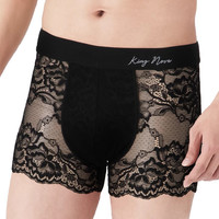 诗萝涵朵 男士内裤日系蕾丝花边平角裤本命年红色四角裤