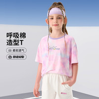 迪士尼女童运动速干短袖T恤2025夏儿童晕染半袖上衣女孩童装