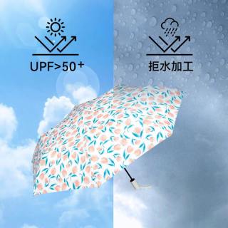 Wpc.全自动遮阳伞三折折叠伞女防紫外线太阳伞黑胶小巧便携晴雨两用伞 晕染花朵 黄色801-ASC012