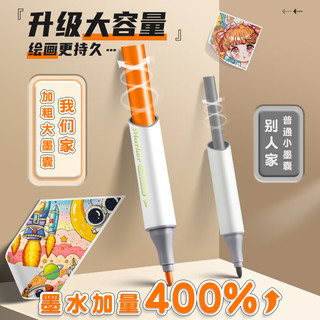 得力马克笔食品级水彩笔可水洗水性双头彩色小儿童美术画画笔不透色涂鸦笔12色24色36色48色 【食品级马克笔24色】送绘画33件套
