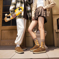 KAPPA卡帕背靠背男鞋板鞋男2025春季厚底增高休闲鞋百搭透气运动鞋 栗棕色 【四季款】 44