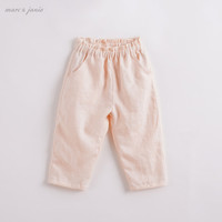 MARC&JANIE马克珍妮宝宝夏装 女童亚麻宽松休闲裤 儿童裤子210790 米粉 110
