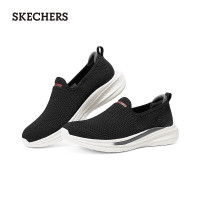 斯凯奇（Skechers）2025夏男一脚蹬透气网面健步鞋厚底休闲运动鞋211127 黑色/BLK 44