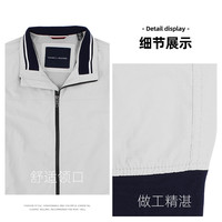 代购TOMMY HILFIGER汤米男士夹克纯色休闲防风秋冬款拉链外套 藏蓝 S